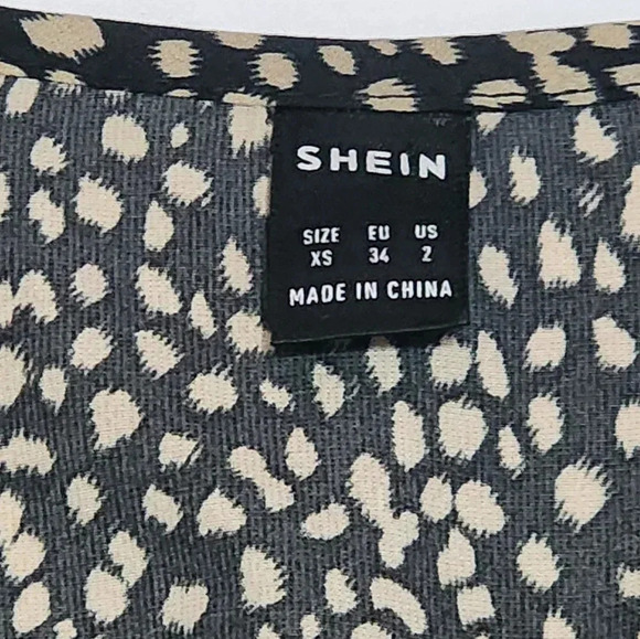 Shein Black Leopard Print Crop Blouse Bell Sleeves, sz XS - Picture 4 of 14